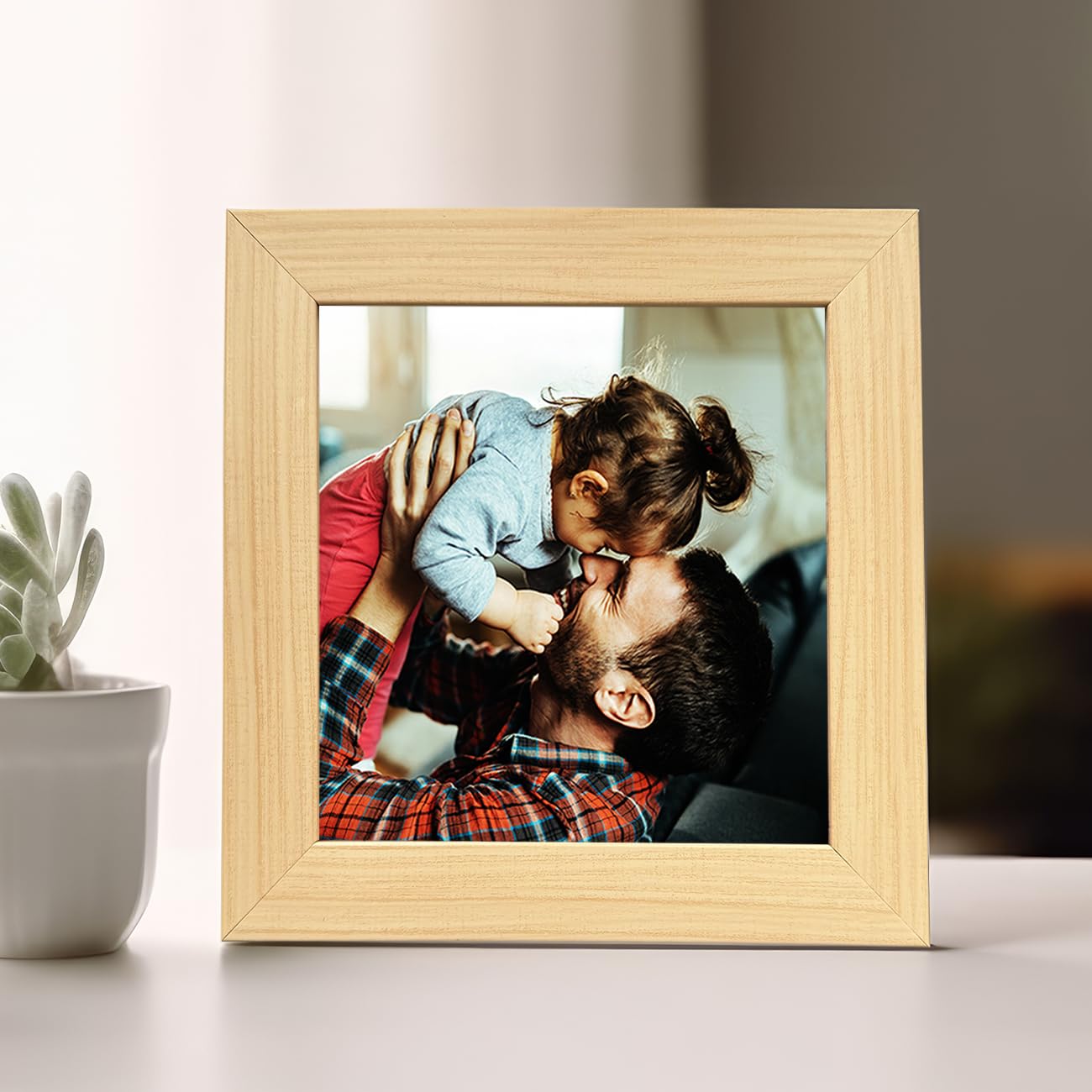 Art Street Wood Single Table Photo Frame for Home, Living Room, Study Room & Office Decor (Color: Beige, Size: 5x5 Inch) (Square),Tabletop