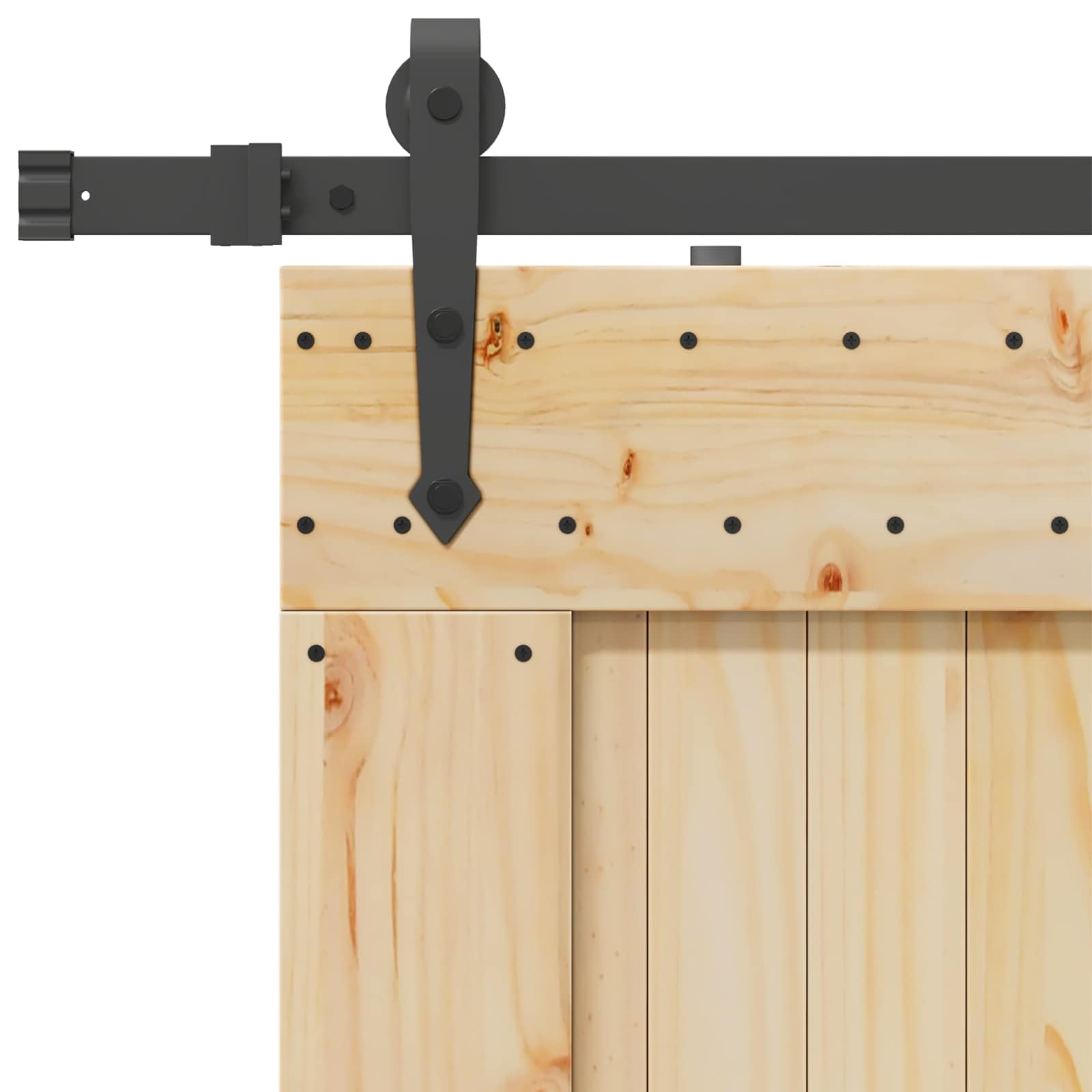 NARVIK - Porta scorrevole in legno di pino massiccio con sistema a binari, 85 x 210 cm, porta salvaspazio per interni
