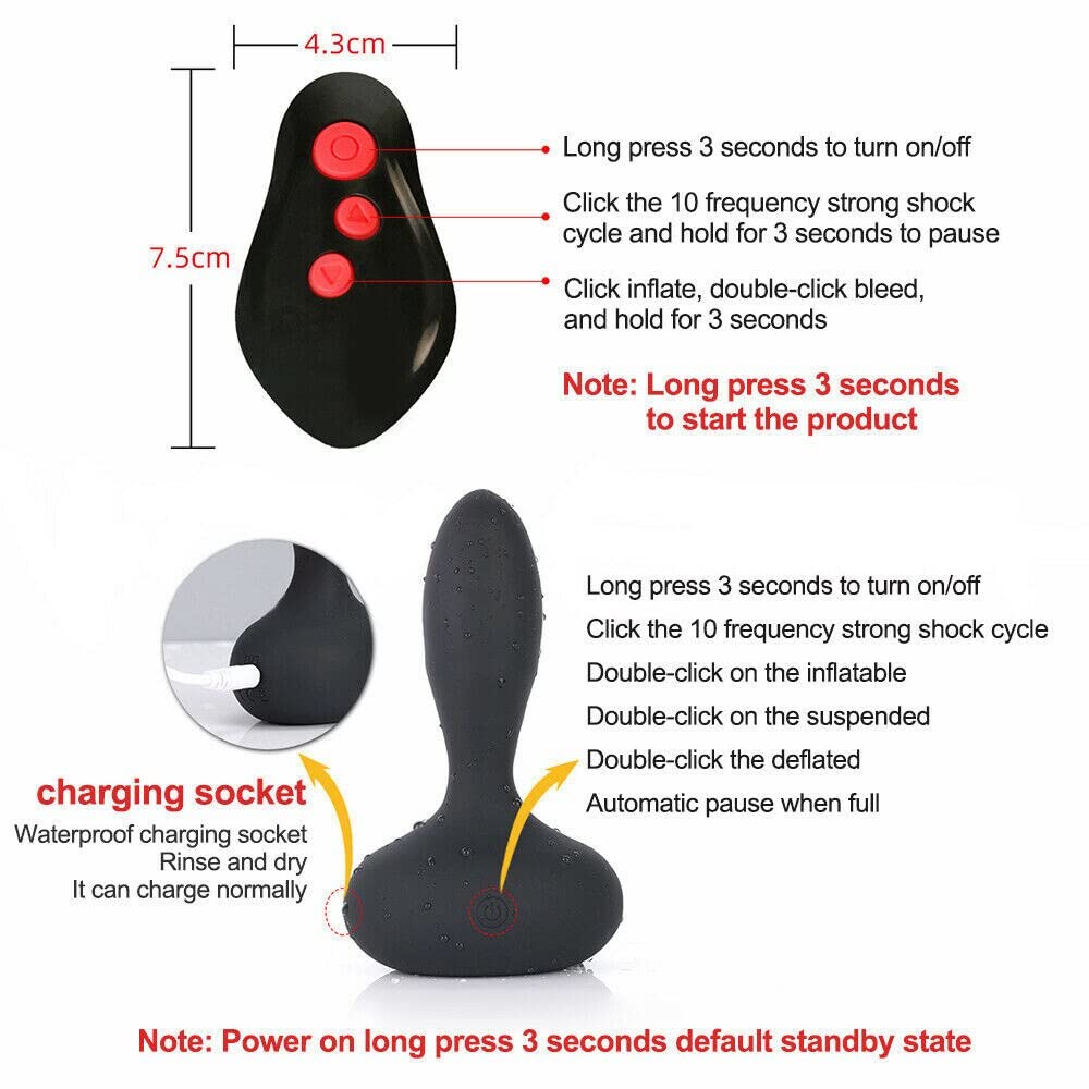 Plug anale Vibrante gonfiabile anale Butt Plug Vibratore Massaggiatore prostatico Stimolatore Vibrazioni multi-velocità Giocattoli impermeabili