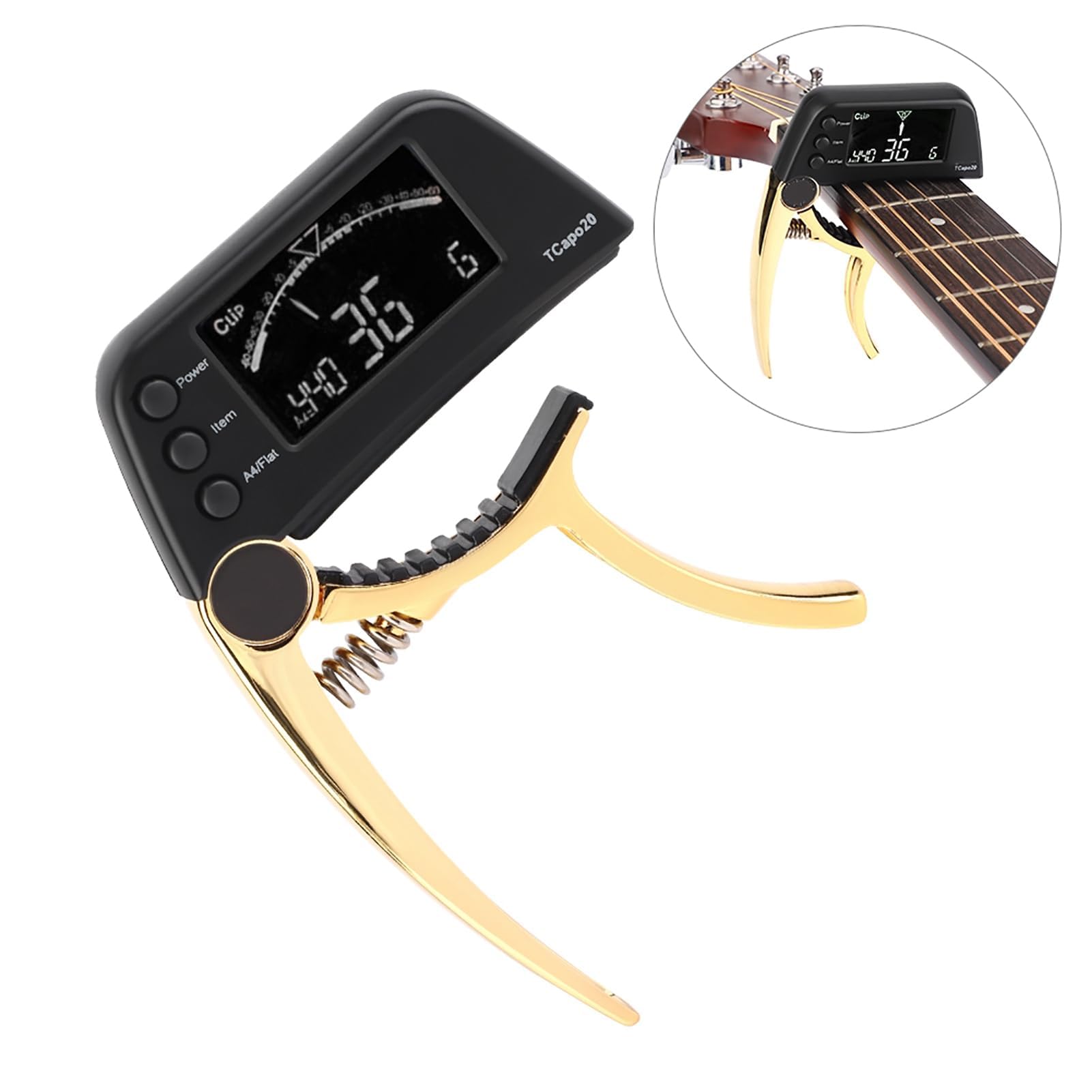 Afinador de guitarra, cejilla de metal, cejilla de metal, afinador de juego combinado, de cambio rpido, electrnica