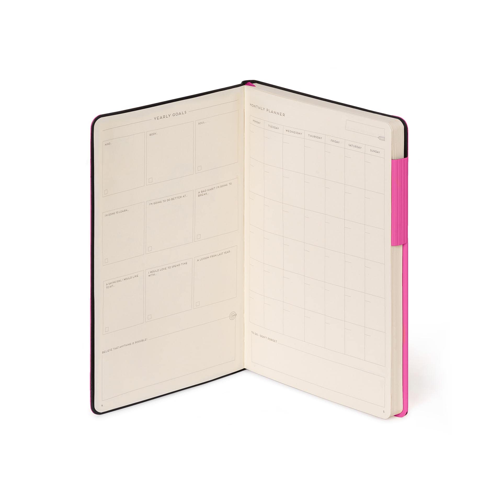 Legami - Notebook with white pages, medium, 192 pages, soft PU cover, FSC certified paper, 90 g/m ivory paper, monthly planner, address book, bookmark, 13 x 21 cm, Bougainvillea colour - Image 4