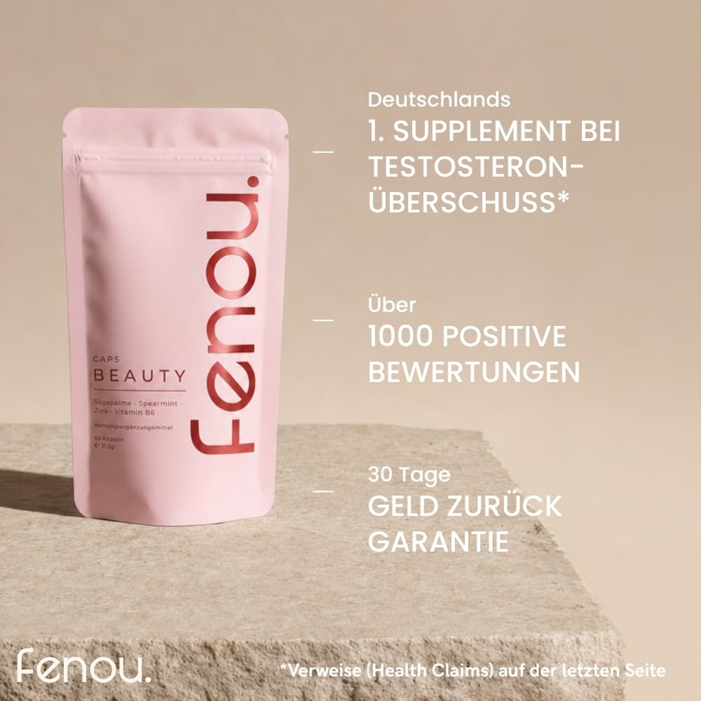 Fenou Beauty x Cycle - Nahrungsergänzungsmittel für Frauen - Pflanzliches Supplement bei Hautunreinheiten, Hormoneller Akne & Haarausfall - 60 Kapseln
