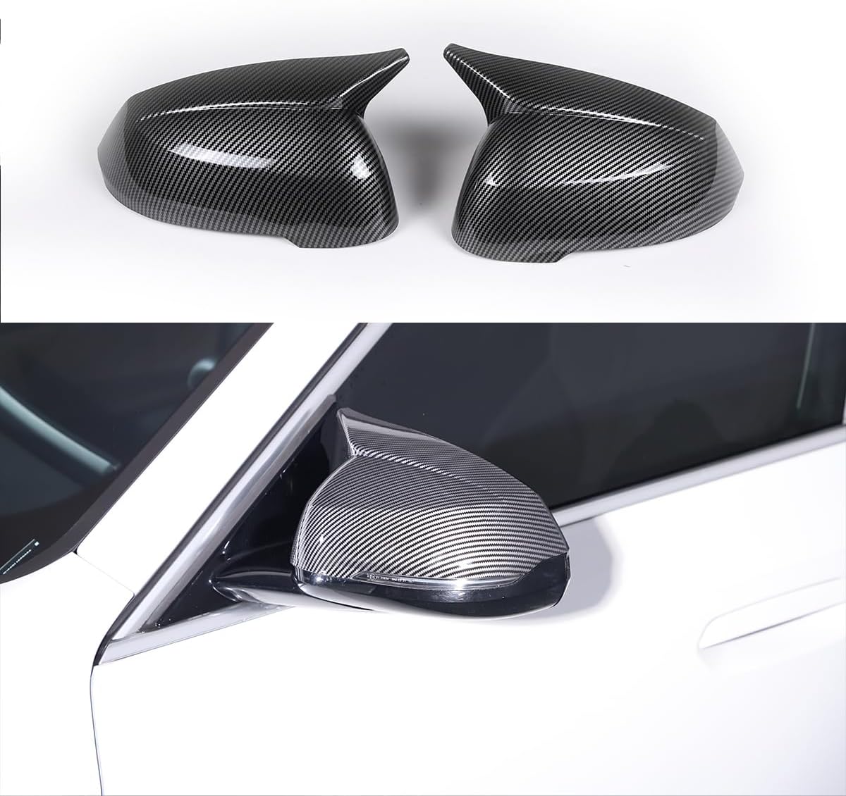 Side Mirror Cover Trim Carbon Fiber Rearview Mirror Cover Decoration Accessories Compatible with BMW X1 U11 2023-2024 Car Exterior Door Side Rear View Mirror Protector Cover (Carbon Fiber)