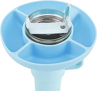 Snack Ring for Cup 4 Compartment Snack Container Safe Silicone Cups Snack Tray Reusable Cups Snack Platters Portable Effortless to Clean Snack Ring for 40 oz Cups(blue)