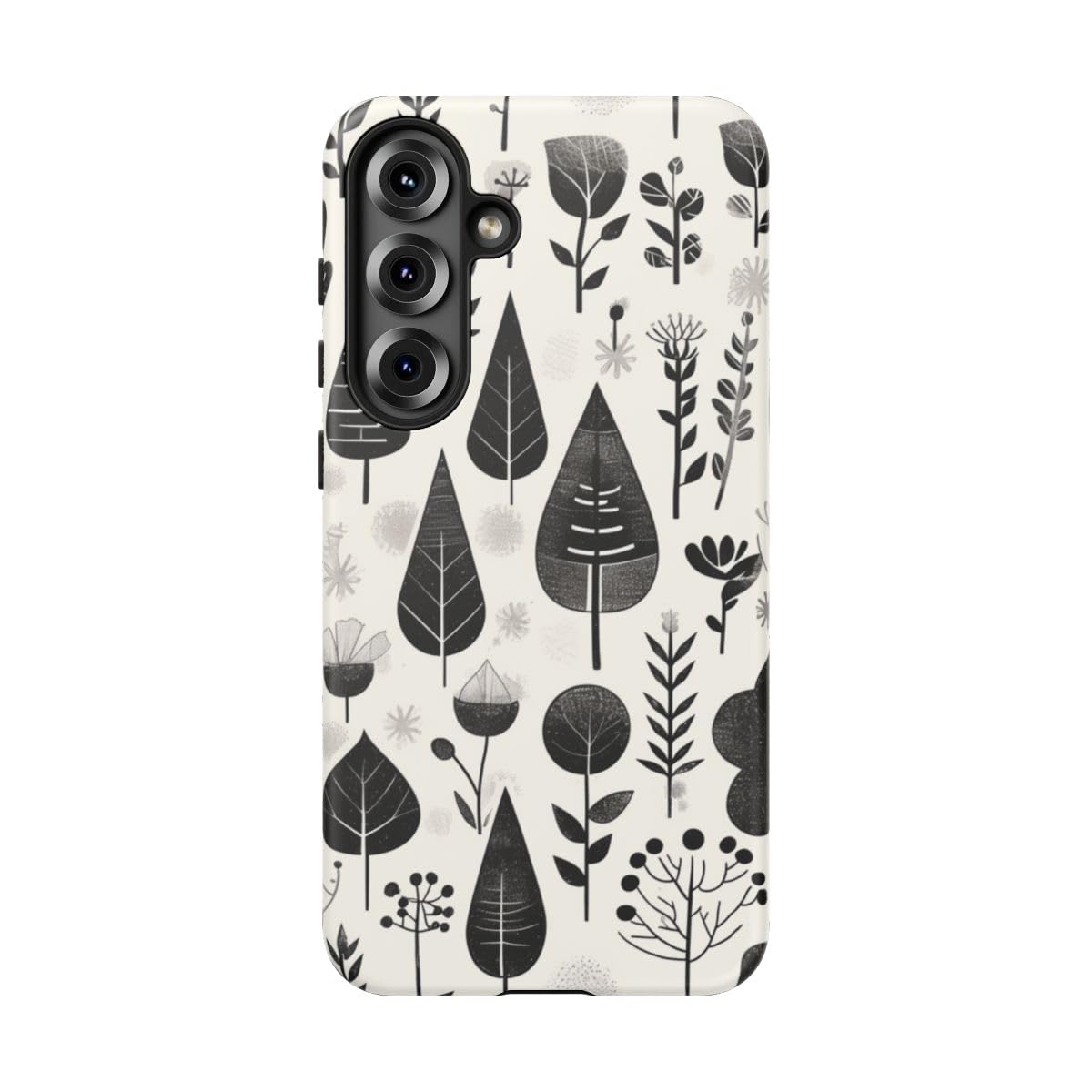 Coque Samsung S25 Plus rigide blanche motif botanique mat