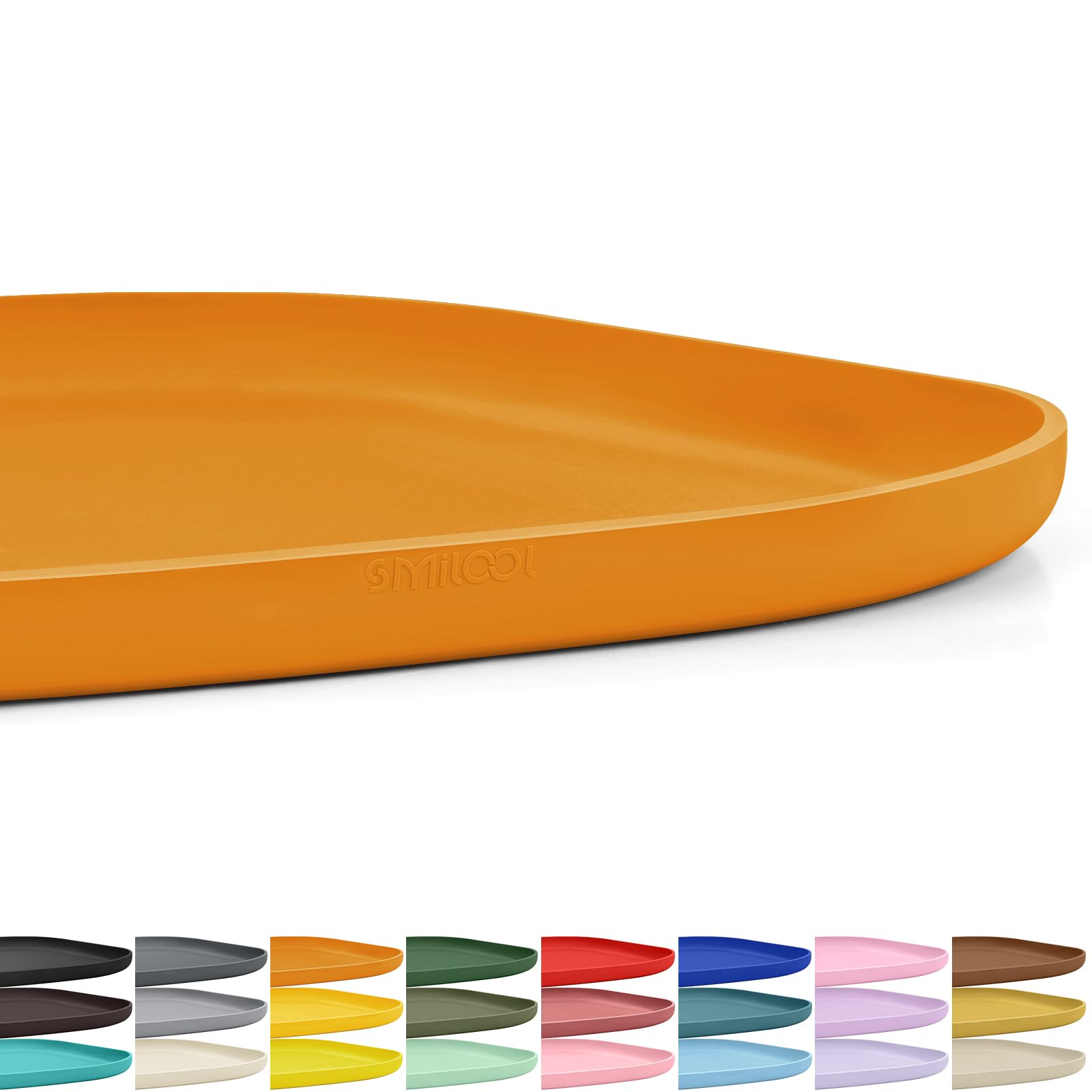 Smilool Small Silicone Pet Food Mat with Raised Edge for Food and Water Bowl, Square Dog Feeding Mats, Cat Food Trays for Floor Waterproof, Rubber Tray for Dogs and Cats, 12 x 12 x 0.7 Orange โ image 1