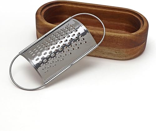 Miniatura 2 de Rallador de queso - Acero inoxidable con contenedor de madera, mini trituradora de mano Zester Box para cocina