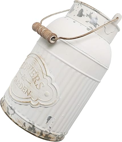 Miniatura 4 de VANCORE Shabby Chic - Jarrón de metal para leche, jarrones de metal para decoración, cubo de flores rústicas, jarrones decorativos de granja