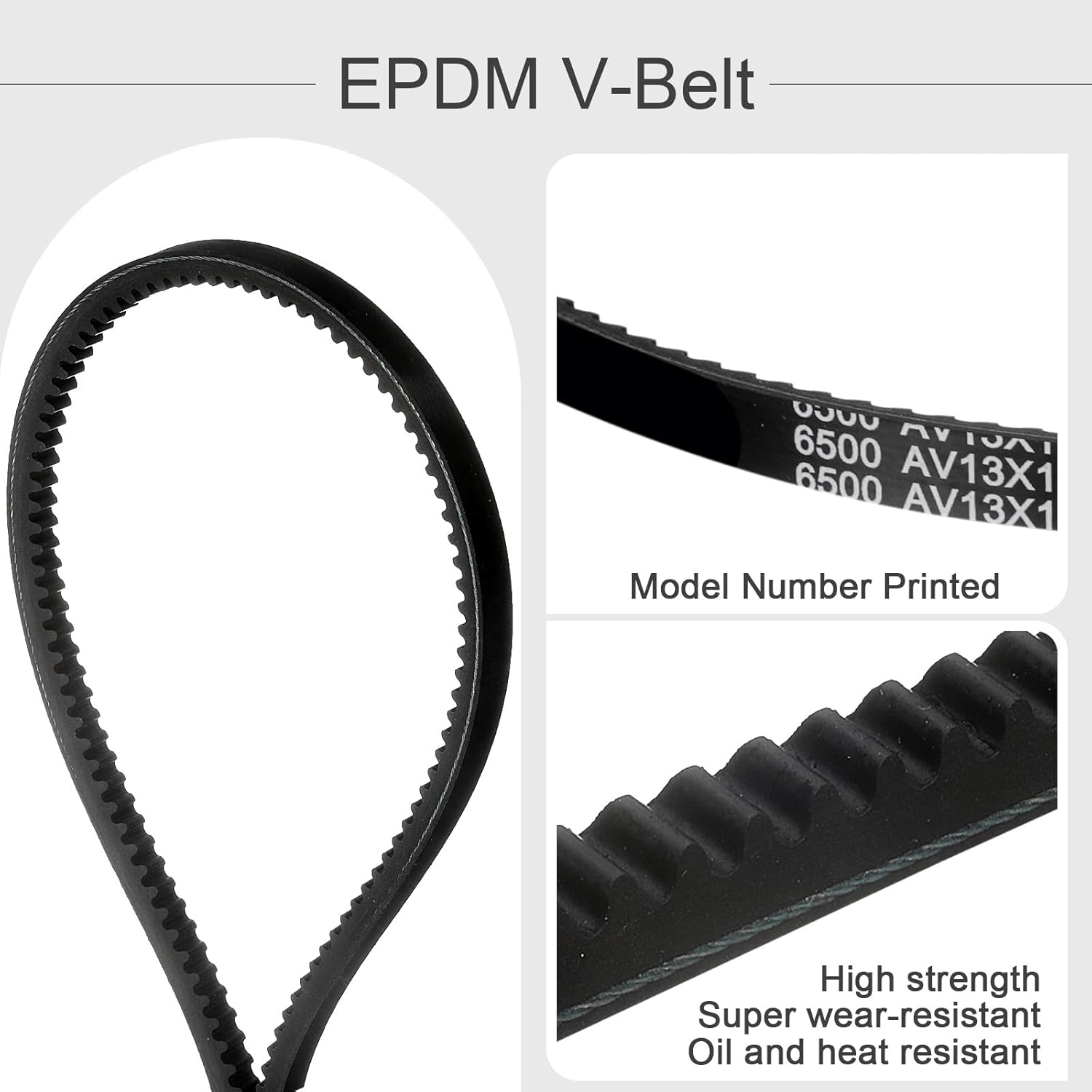 uxcell 3 Pcs AX49 EPDM V-Belt, Raw Edge Cogged Industrial Rubber V Belt 1/2" Width x 49" Inside Circumference