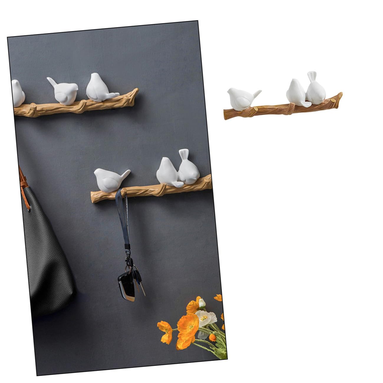 Gancho de Pájaro de Resina Blanco para Abrigos, Sombreros y Llaves