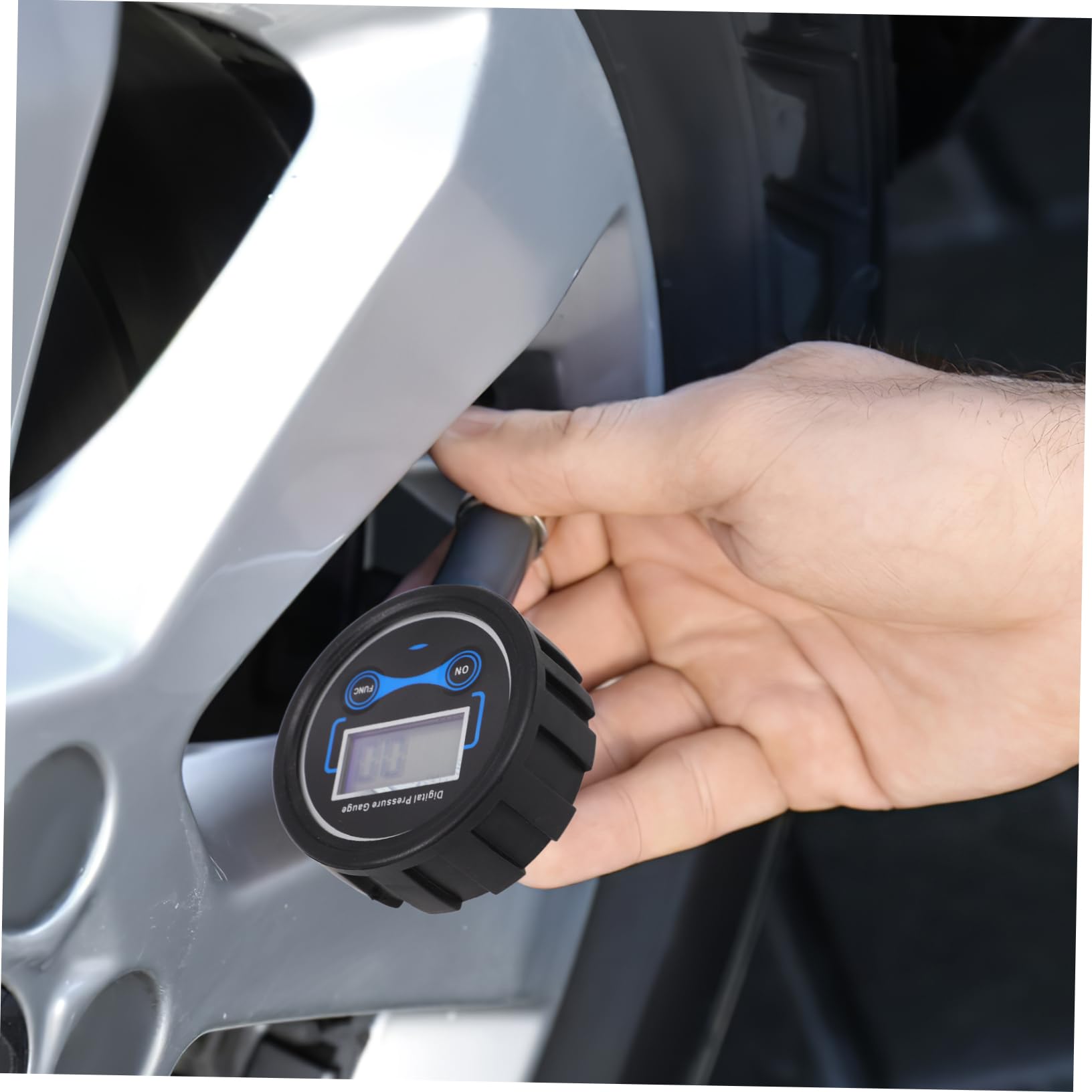 MAGICLULU 4 Pièces Manomètre à affichage numérique moniteur de pression de voiture pression atmosphérique mètre de pression des pneus testeur de pression des pneus de voiture Plastique Noir