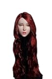 1/6 Scale Female Head Sculpt,Asian Girl Red Hair Expression Head Sculpt Carved for 12inch Female Action Figure Body (G)