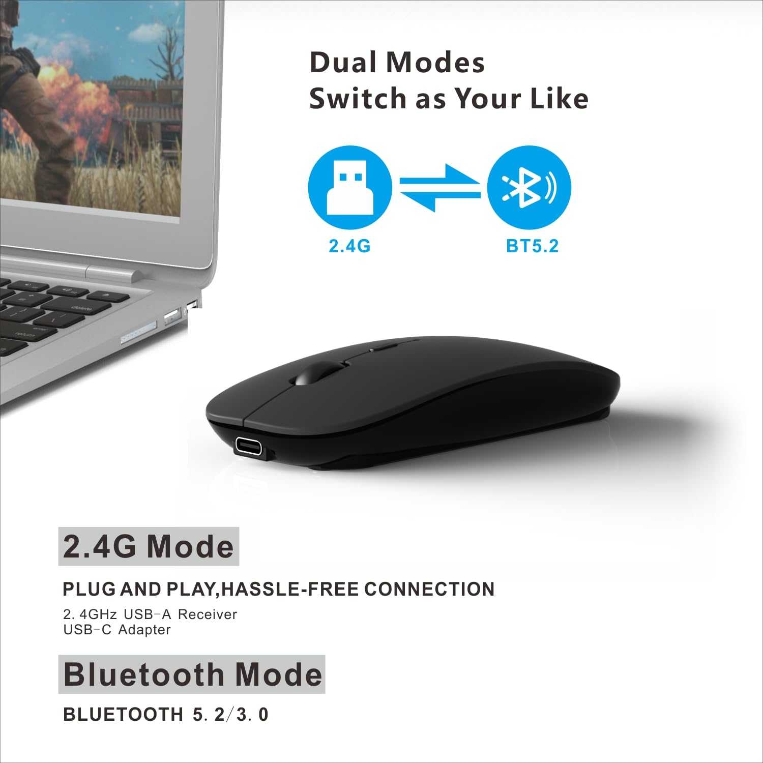 Amazon.com: HOTDREAM Bluetooth Wireless Rechargeable Mouse for