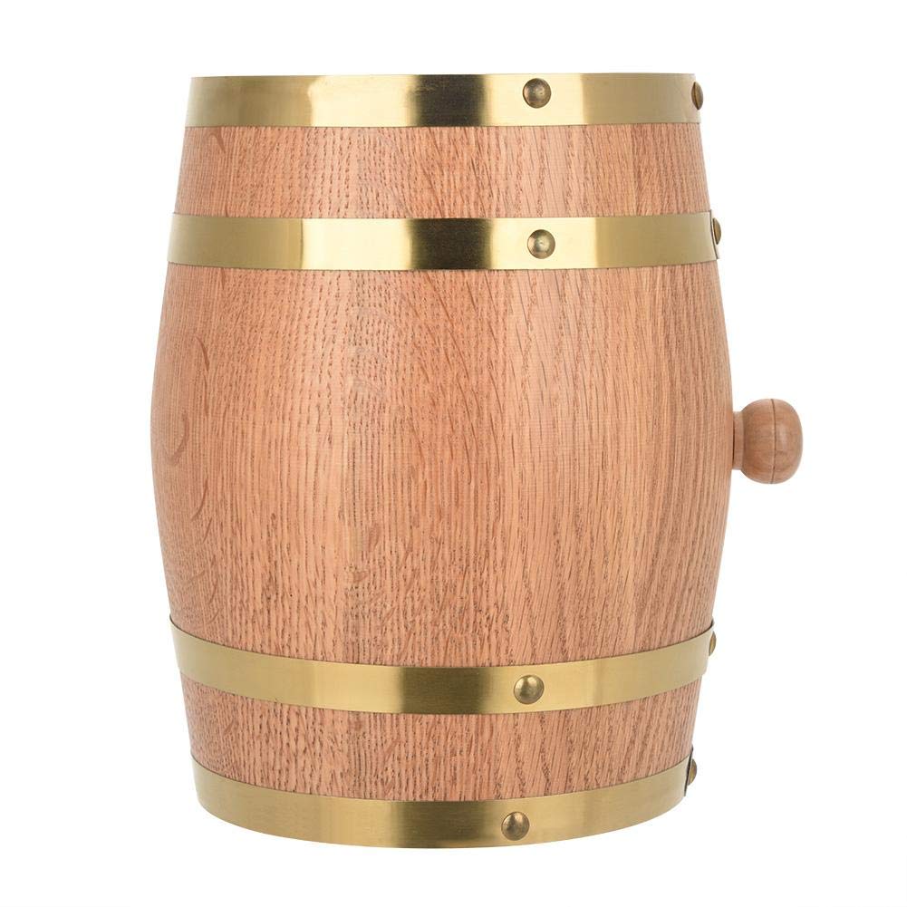 Barril de roble, barril de roble de 1.5/3/5/10 litros Barril de vino de madera de roble de roble de madera vintage para cerveza Whiskey Ron Puerto (3L)
