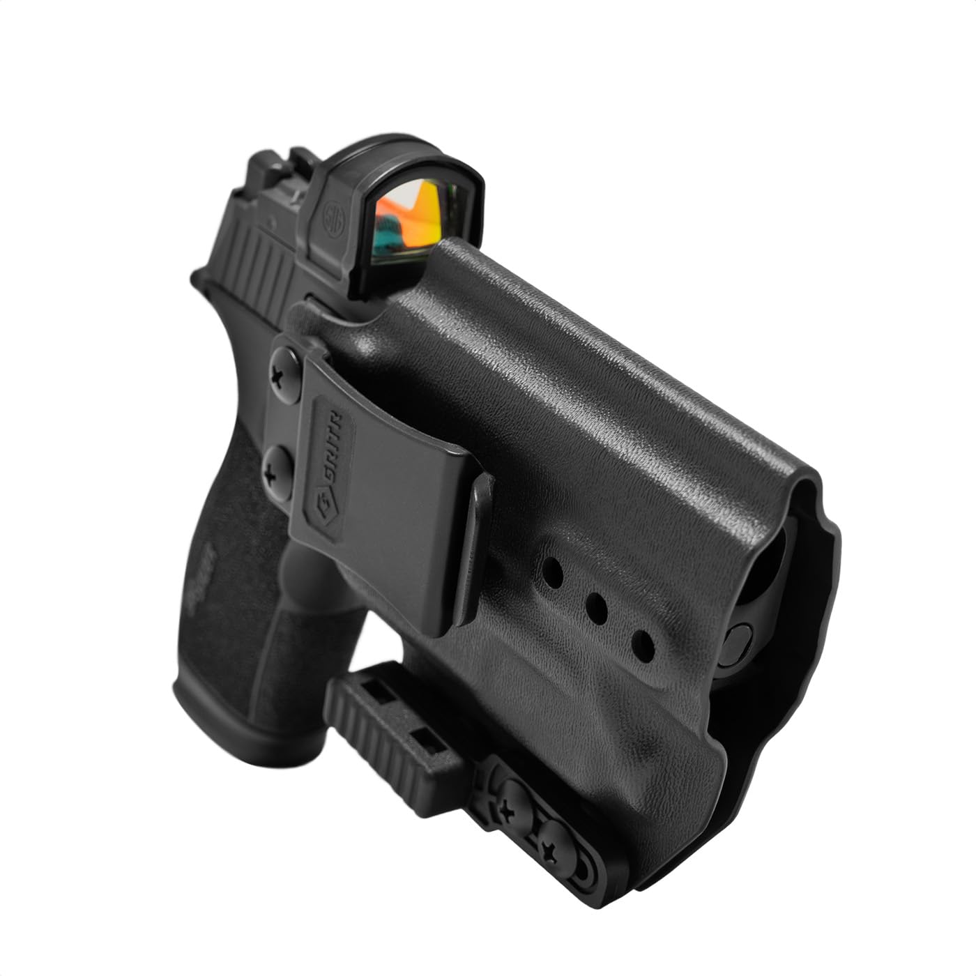 GRITRIWB Kydex Right/Left Hand Pistol Holster Fits Sig Sauer P365-XMACRO w/Surefire XSC-B - Optic Cut, Open Bottom, Concealment Claw, 1.5" Belt Clip, Adjustable Retention & Cant