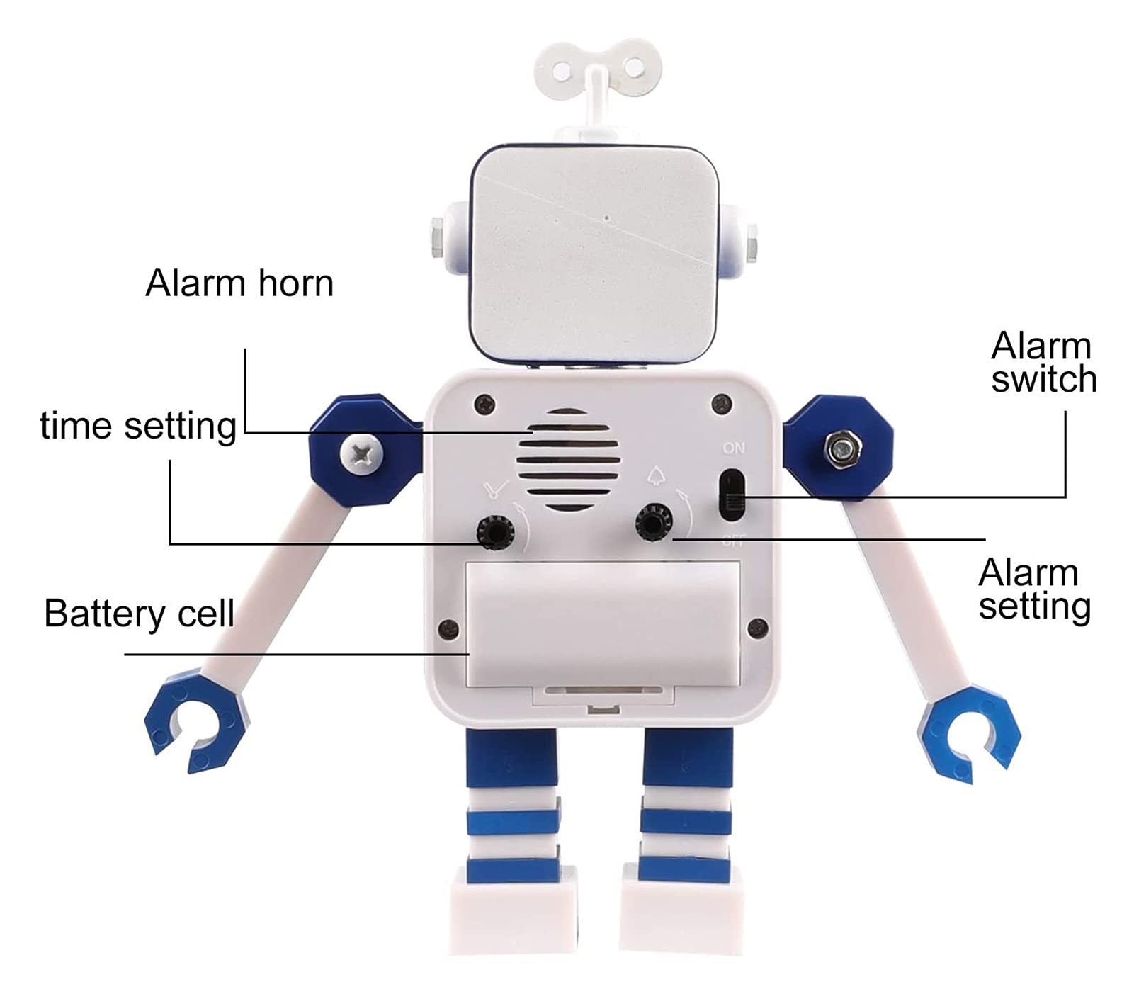 Budzik dla dzieci, robot budzik dzieci analogowy budzik bez tyknięcia cichego budzika dla chłopców dziewcząt, najlepszy prezent (niebieski) (Color : Blue)