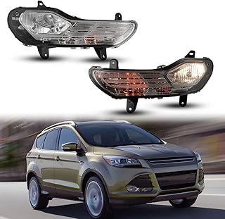 Fog Light Set for 2013-2016 Ford Escape w / Turn Signal Light + Halogen Bulbs + Bracket, NIXON OFFROAD Fog Light Assembly, Fog Lamp Combo Replacement Chrome Black Cover Clear Lens - H10 12V 42W