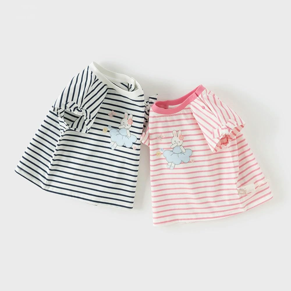 CYBHSM - Camisetas de verano con estampado de dibujos animados para niñas, camisetas de algodón de manga corta para niños, ropa casual al aire libre
