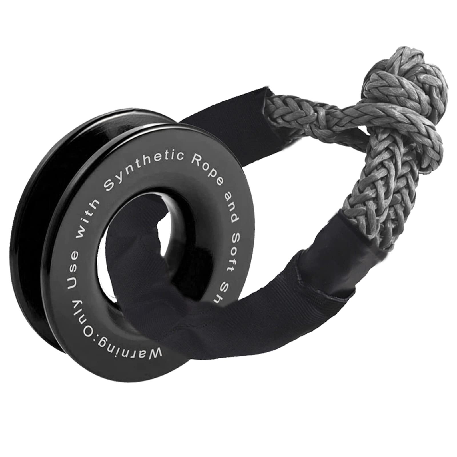 KUBAKA Black Shackle with Winch Recovery Ring for ATV UTV SUV Truck Recovery (41000 lb, Red Ring, Black Shackle)