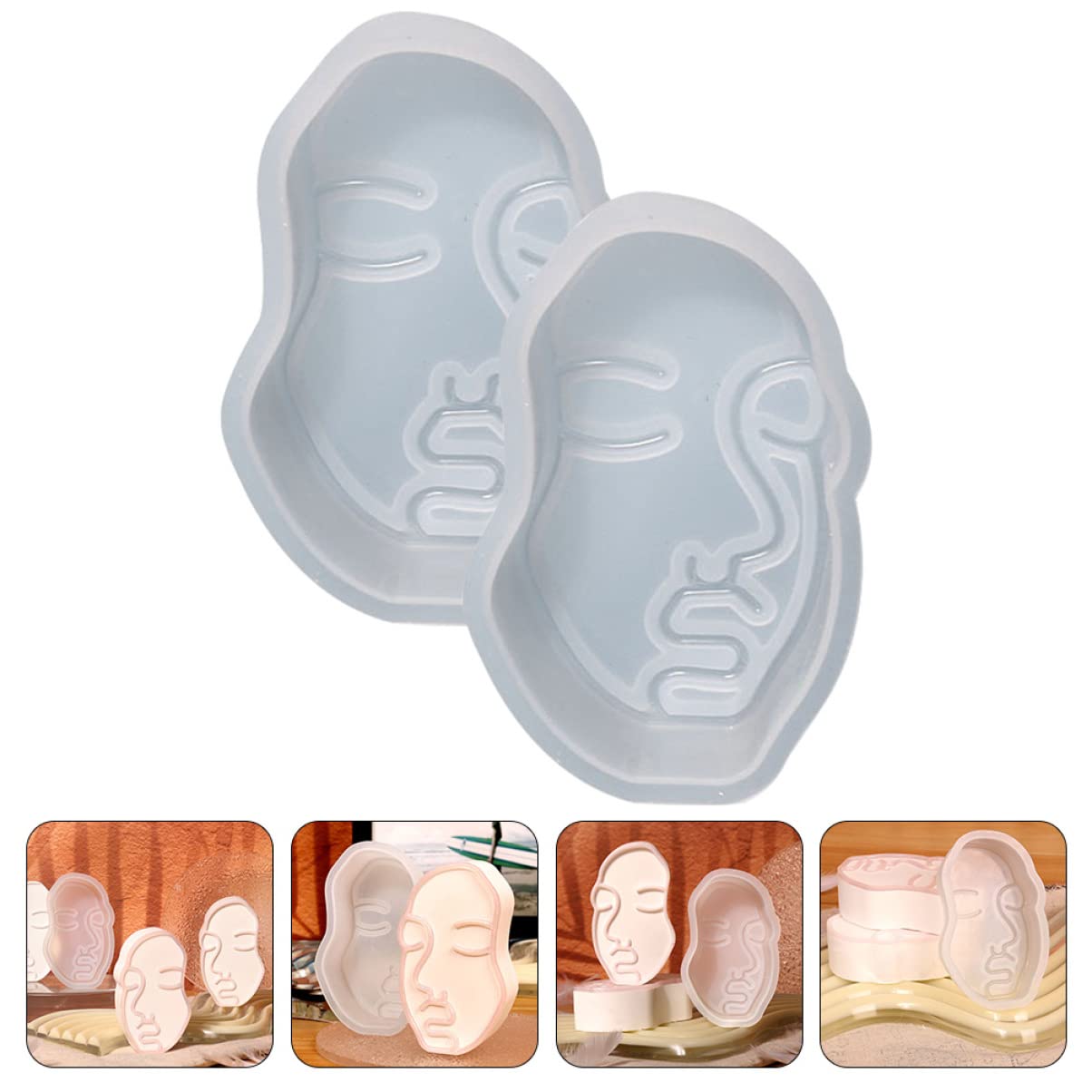 Uonlytech Moldes De Silicona Para Jabón Y Velas Forma De Cara Para Manualidades Diy Resistente Y Duradero Para Creaciones Artesanales 2 Piezas X 4