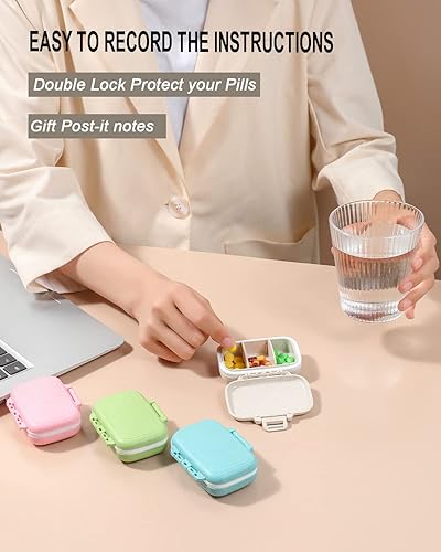 Miniatura 3 de Pastillero de 4 piezas, 3 compartimentos extraíbles, sin BPA, organizador de píldoras de día, 3 veces al día, organizador de píldoras de viaje AM-PM