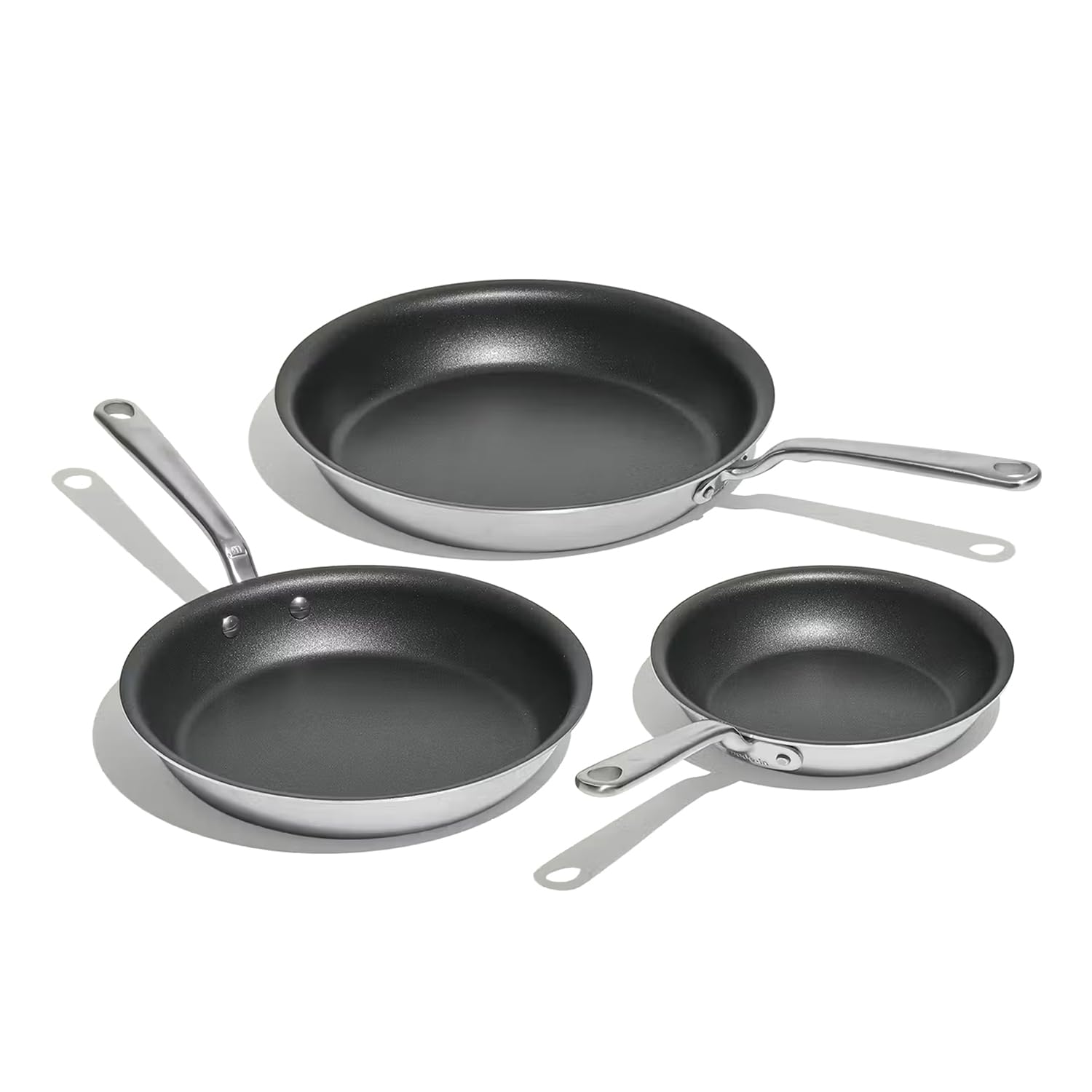 Cookware - ProCoat Non Stick 3 Piece Frying Pan Set (Includes 8",10",12") - 5 Ply Stainless Clad - Professional Cookware - Crafted in Italy - Induction Compatible - (Graphite)