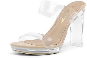 Glamorous Clear Heels for Women with Chunky Heel