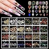 3D Nail Rhinestones Crystals, 180Pcs Luxury Nail Diamonds Rhinestone Crystal Nail Studs Nail Art Design Crystals for DIY Women