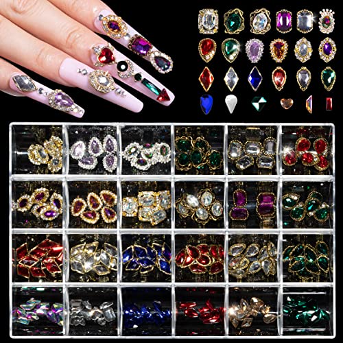 3D Nail Rhinestones Crystals, 180Pcs Luxury Nail Diamonds Rhinestone Crystal Nail Studs Nail Art Design Crystals for DIY Women