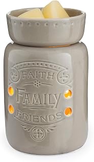 CANDLE WARMERS ETC Midsized Illumination Fragrance Warmer- Light-Up Warmer For Warming Scented Candle Wax Melts and Tarts or Essential Oils To Freshen Room, Faith, Family, Friends