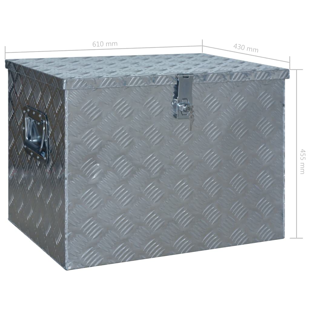 vidaXL Caja de Aluminio Organización Almacenamiento Herramientas Taller Garaje Bricolaje Ferretería Casa Hogar Jardín 610x430x455 mm Plateada