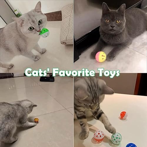 Miniatura 6 de Pelotas de cascabel para gatos, 10 unidades, 6 estilos para gatos de interior, bolas de plástico para gatos con campanas, juguete de sonajero para