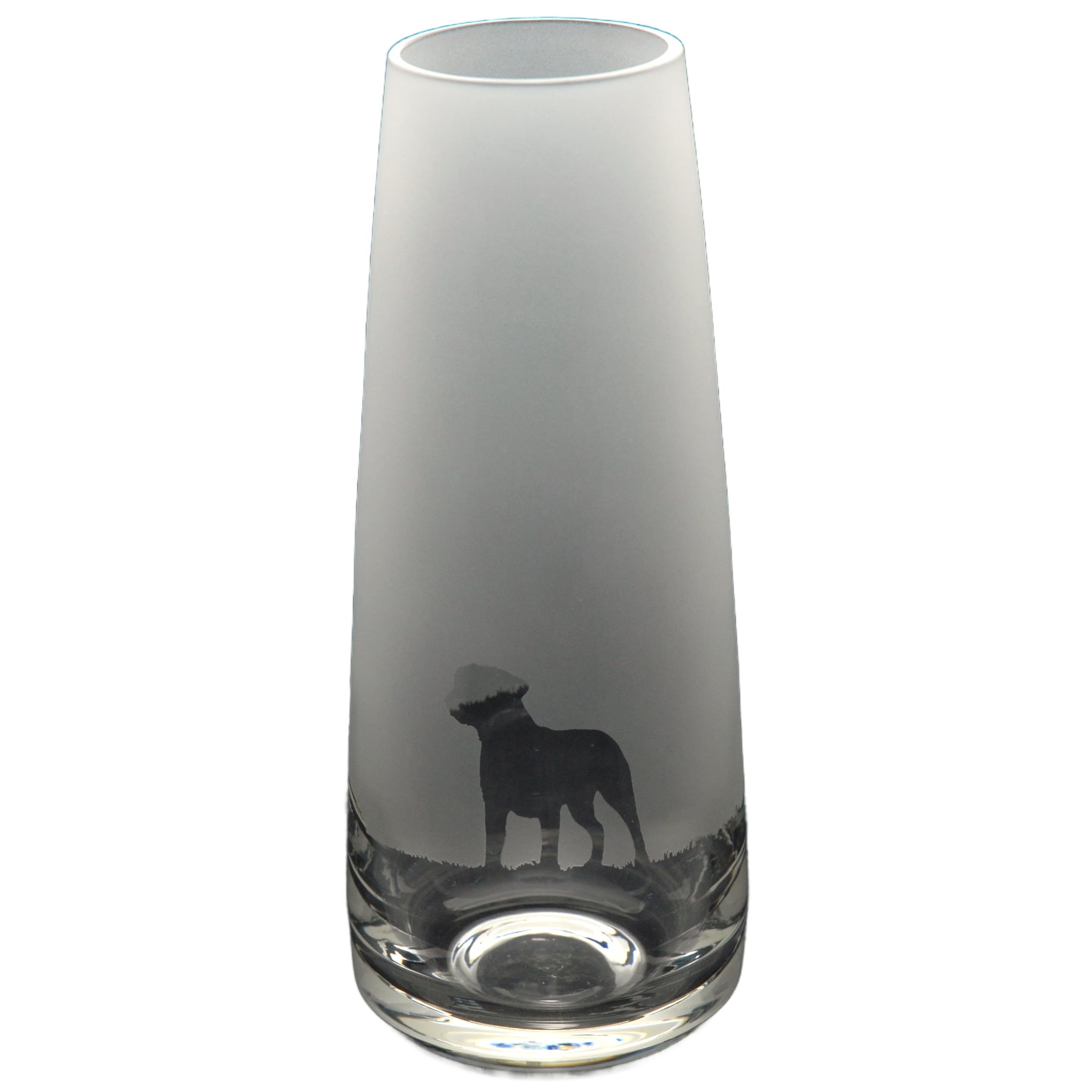 GLYPTIC GLASS ART Border Terrier Dog Frieze Hand Etched/Engraved Glass Bud Vase — image 1