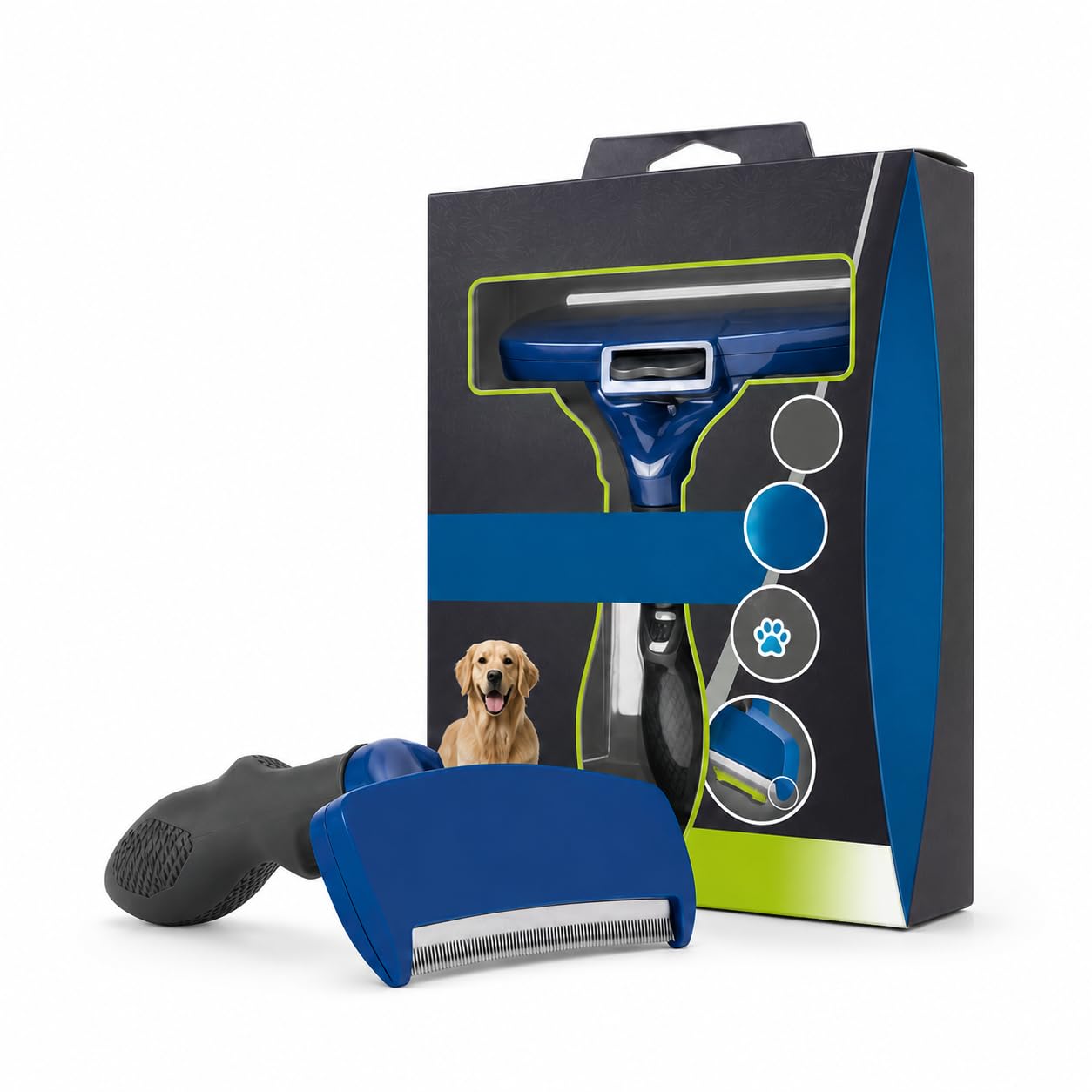 Strumento de-Shedding Cane L a Pelo Lungo, Spazzola Professionale per Cani Grandi da 24 kg, Rimuove Pelo Sottopelo in Eccesso con Pettine da 10 cm
