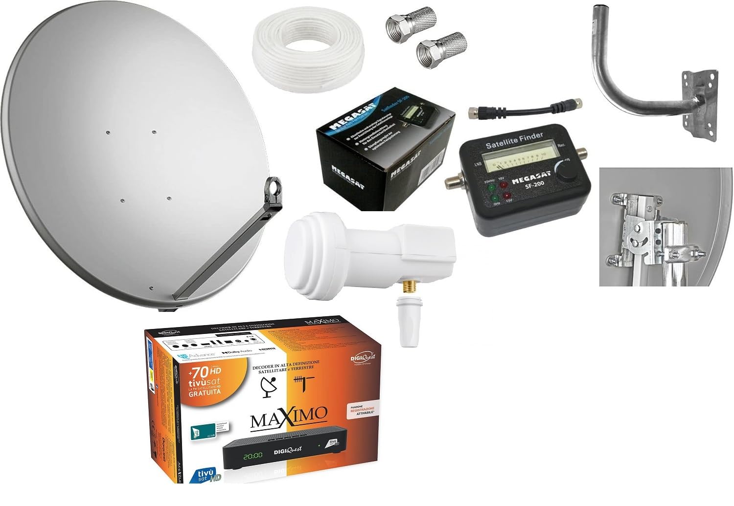 KIT SAT SATELLITE COMPLETO TIVU' SAT CON DECODER+SMART CARD