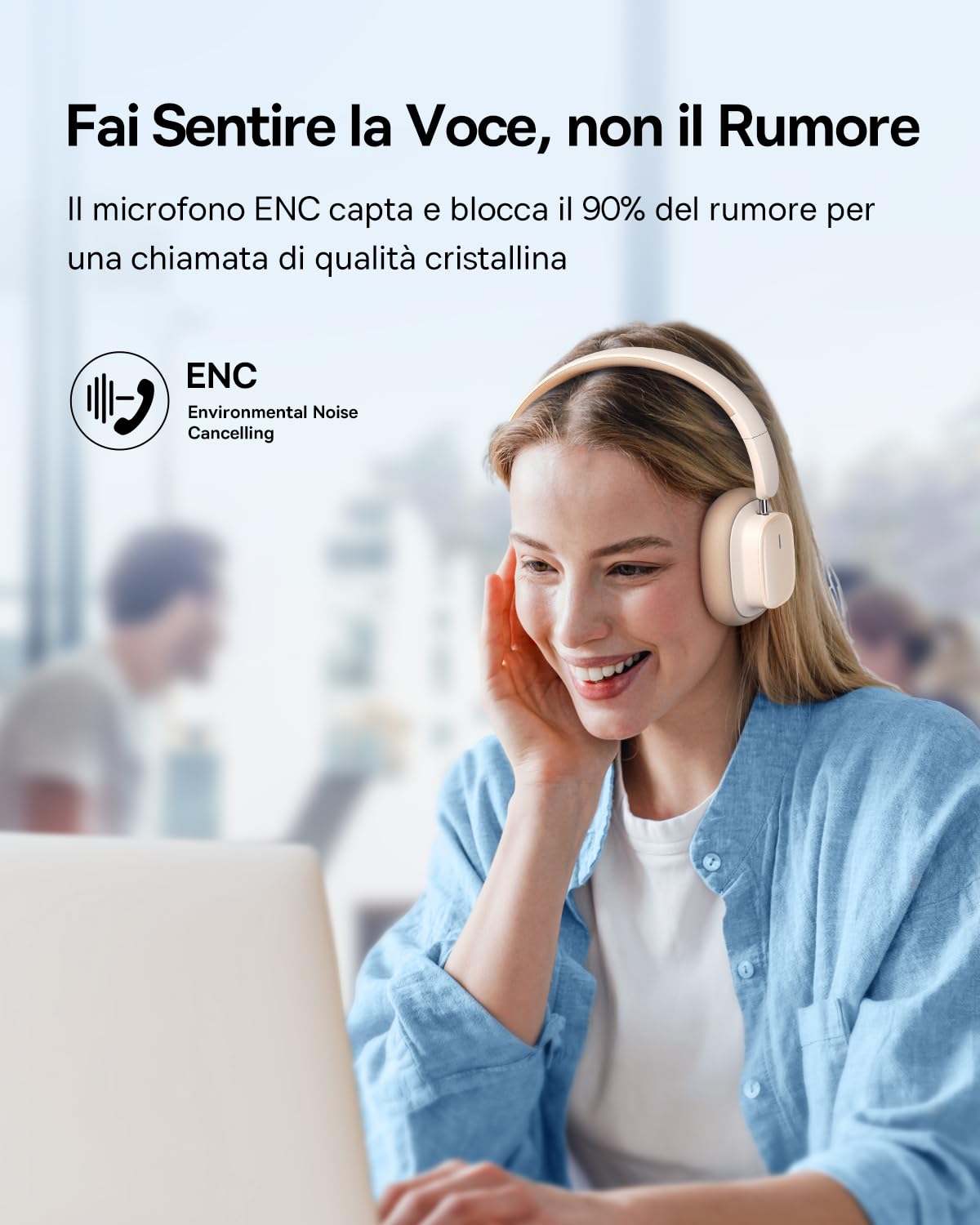 Baseus Noise Cancelling Cuffie Over Ear, ANC con suono Hi-Res LHDC, suono 3D, fino a 100 ore di durata della batteria, microfono ENC, cuffie Bluetooth 5.3 senza fili pieghevoli