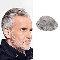 Vista 51 de Tupé de encaje suizo para hombres, piezas de cabello humano real, encaje frontal, sistema de reemplazo de cabello tipo tupé, nudo blanqueado, línea