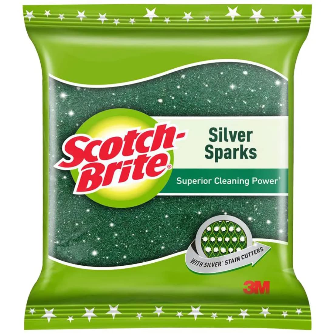 Scotch Brite Silver Spark Scrub Pad – 7 x 10 cm | Tough & Long-Lasting Cleaning Pad-image-0