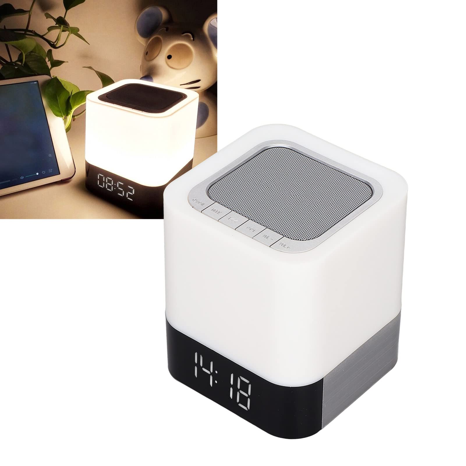 Altoparlante Sveglia Bluetooth con Luce LED Touch Control per la Lettura del Tempo Libero e la Camera dei Bambini, Design Portatile