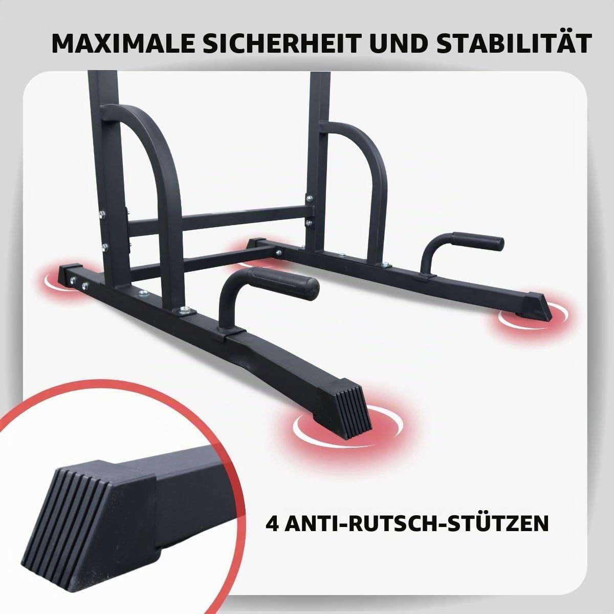 Mobiclinic®, Power Tower Dip Station, In 8 Stufen Höhenverstellbar, Klimmzugstange Freistehend, Rückenverstellbar, Multifunktionsturm, Stabil, Fitnessstudio zu Hause, Multifit