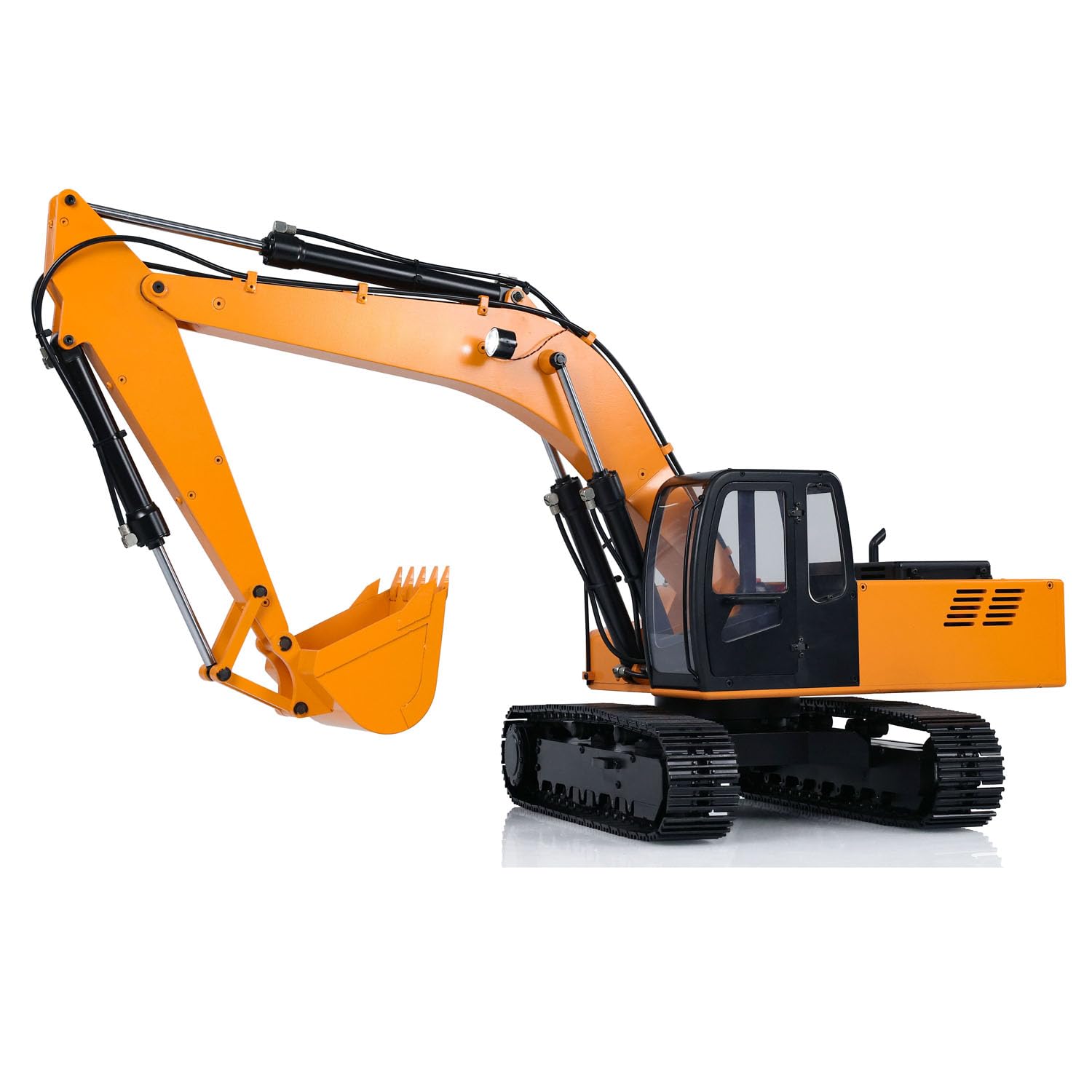 JDM 1/12 RC - Modelo de excavadora hidráulica con válvula de bomba de pistas, controlador de radio ESC pintado montado en amarillo, modelo de grado hobby