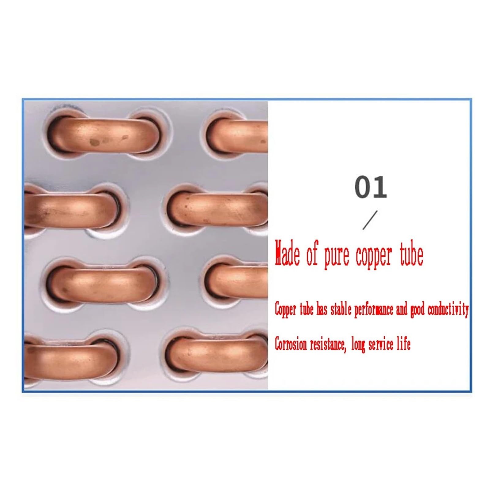 Congelatore a piastre di refrigerazione 'evaporatore, alette del tubo di rame del condensatore del frigorifero 2 * 4 * 260MM