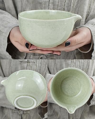 Miniatura 6 de Artcome Juego de té Matcha de alta calidad, cuenco tradicional de matcha de 20.2 onzas con boquilla de vertido, batidor de bambú, soporte para