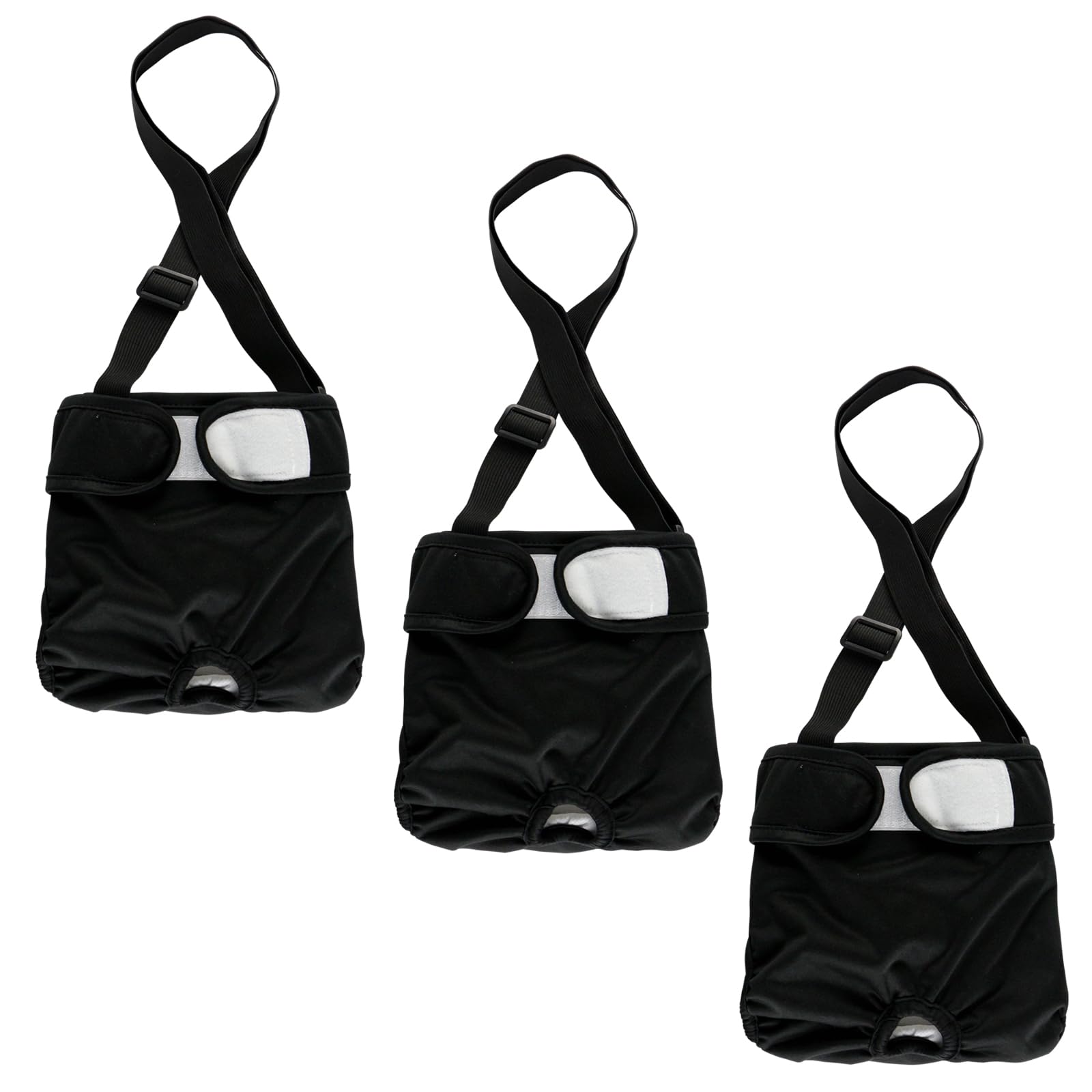 Hisprout 3-Pack Female Dog Diaper with Suspender Reusable Washable Breathable Durable Doggie Pants for Heat Season Period Incontinence(M,Black)