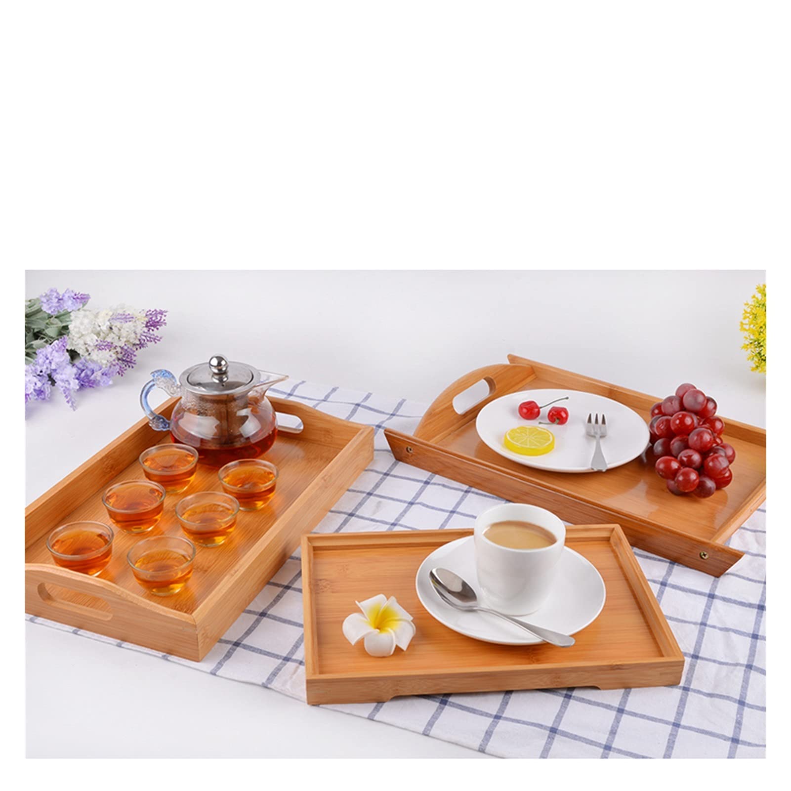 Bandeja para Servir Bandeja de Servir rectángulo de Bandeja de Madera con Asas bandejas de Alimentos for Cocina Mesa de café Fiestas restaurantes Bandeja/Bandejas ( Size : Small )