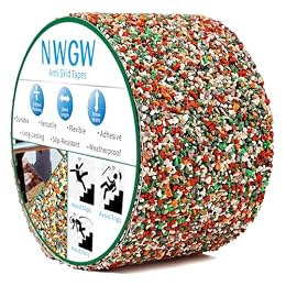 NWGW Heavy Duty Anti Slip Tape 4" x15FT - Red Grit Rubber Grip Tape for Stairs, Showers, Pool & Bathroom Safety Waterproof Non-Slip Traction Strips Indoor/Outdoor Use