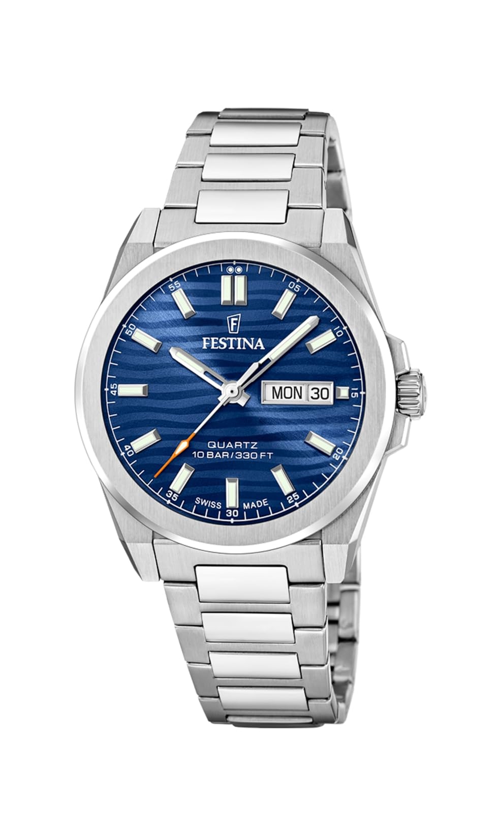 Festina Swiss Made Dune Day/Date Quartz (39.8mm) Blue Wave Dial/Stainless Steel Bracelet F20073/3