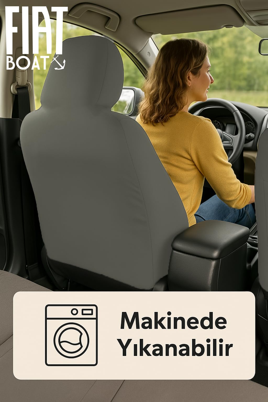 Sade ve şık gorunum sunan Fiat Doblo ile uyumlu oto koltuk kilifi tam araciniza gore Gri