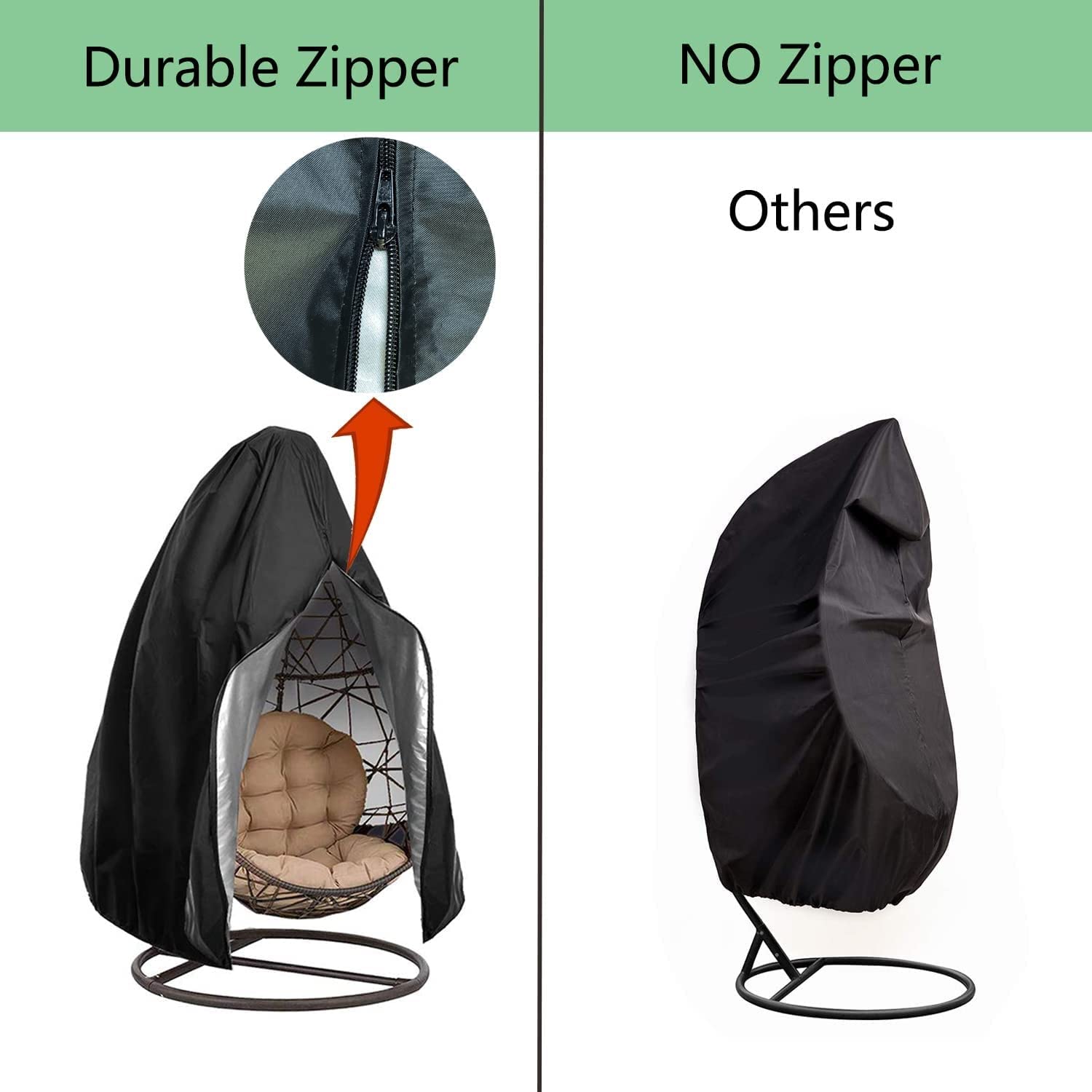 YCHK Funda para Silla Colgante, Cubierta Oxford a Prueba de Agua y Polvo para Patio Mecedora Mecedora, Silla de Columpio de Huevos, Silla Flotante (Black)