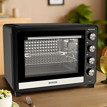 Borosil Pro Plus 60L OTG | Made in India | Convection Oven Toaster Griller | 12 Stage Heating | Motorized Rotisserie | Double Glass Door | Adjustable Temperature & Timer | 2 Year Warranty